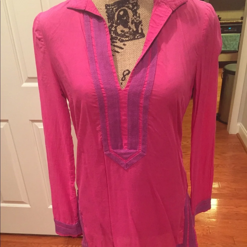 Tory Burch Pink Tunic with Purple Trim